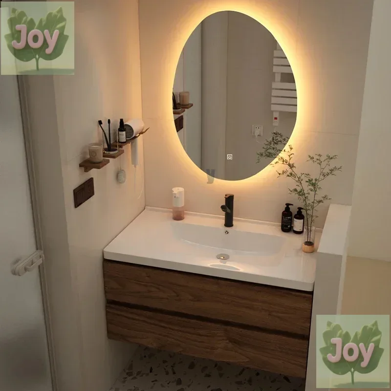 

Шкаф для ванной комнаты из черного ореха, комбинированный умывальник для ванной комнаты, керамический встроенный умывальник, умывальник, античный стиль 90