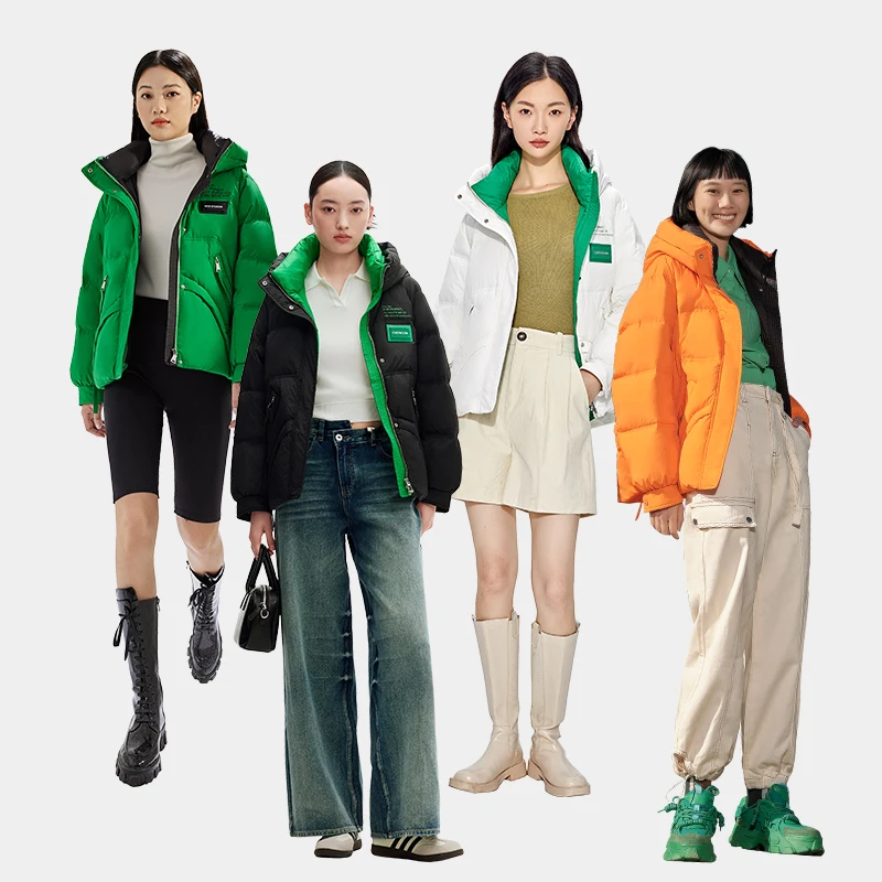 Chericom Damen Winter-Daunenjacke mit Kapuze, kurze Puffermäntel, Farbblock-Spleißstoff, verdickende Outdoor-Jacken, Y289090Y