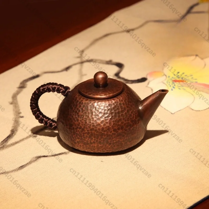 Copper Trumpet Side Handle Play with Copper Pot Pure Hand Thickened Small Pot Making Teapot Purple Copper