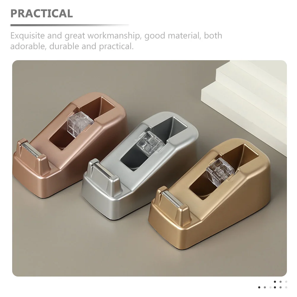 Professional Heavy Duty Tape Dispenser Reusable Golden Holder Compact Plastic Sticker Smooth Edge Portable Lightweight