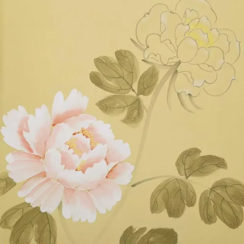 Chinese Floral Hand Painted Non-woven Mural Wallpapers-in-china