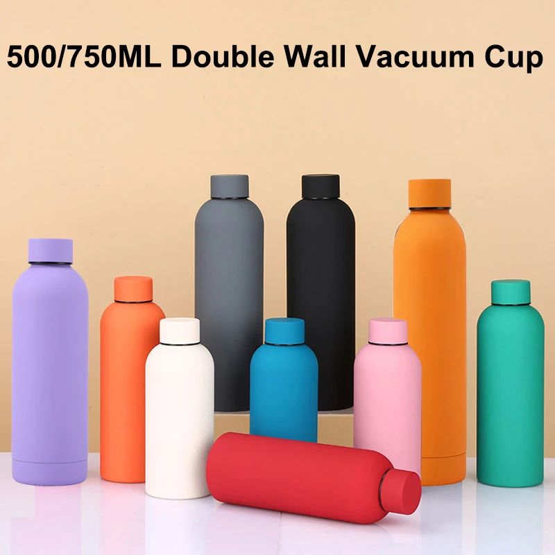 

D2 500/750ML Small Mouth Thermos Cup Vacuum Flasks Outdoor Stainless Steel Water Bottle Sports Kettle Thickened Double Water Cup