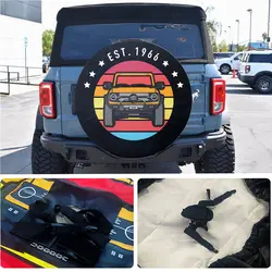 Spare Tire Cover fit for Ford Bronco Digitally Printed Custom Car Pattern Fits for Multiple Ford Bronco Models Cars Accessories