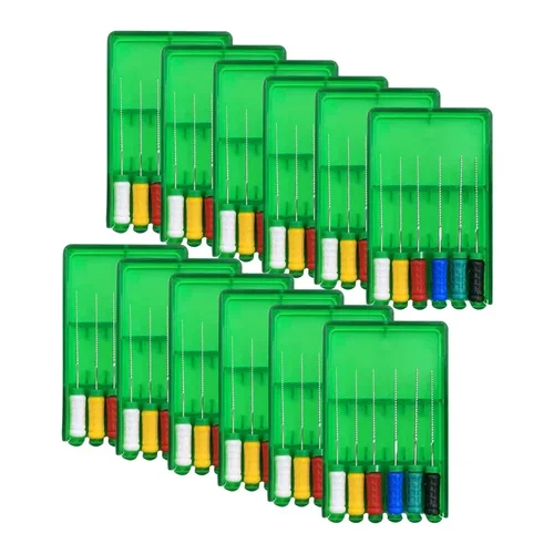 12 cajas de limas dentales K uso manual 15-40 #   Mallefe K-File 21 mm/25 mm/31 mm archivos Instrumentos endodónticos de conducto radicular