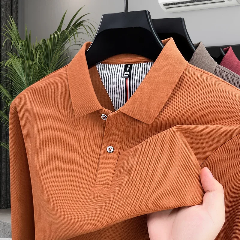 

100% Cotton Trendy Fashion Brand Spring and Autumn New Comfortable Long Sleeved Men Hot Selling Designer Original Polo Shirt Top