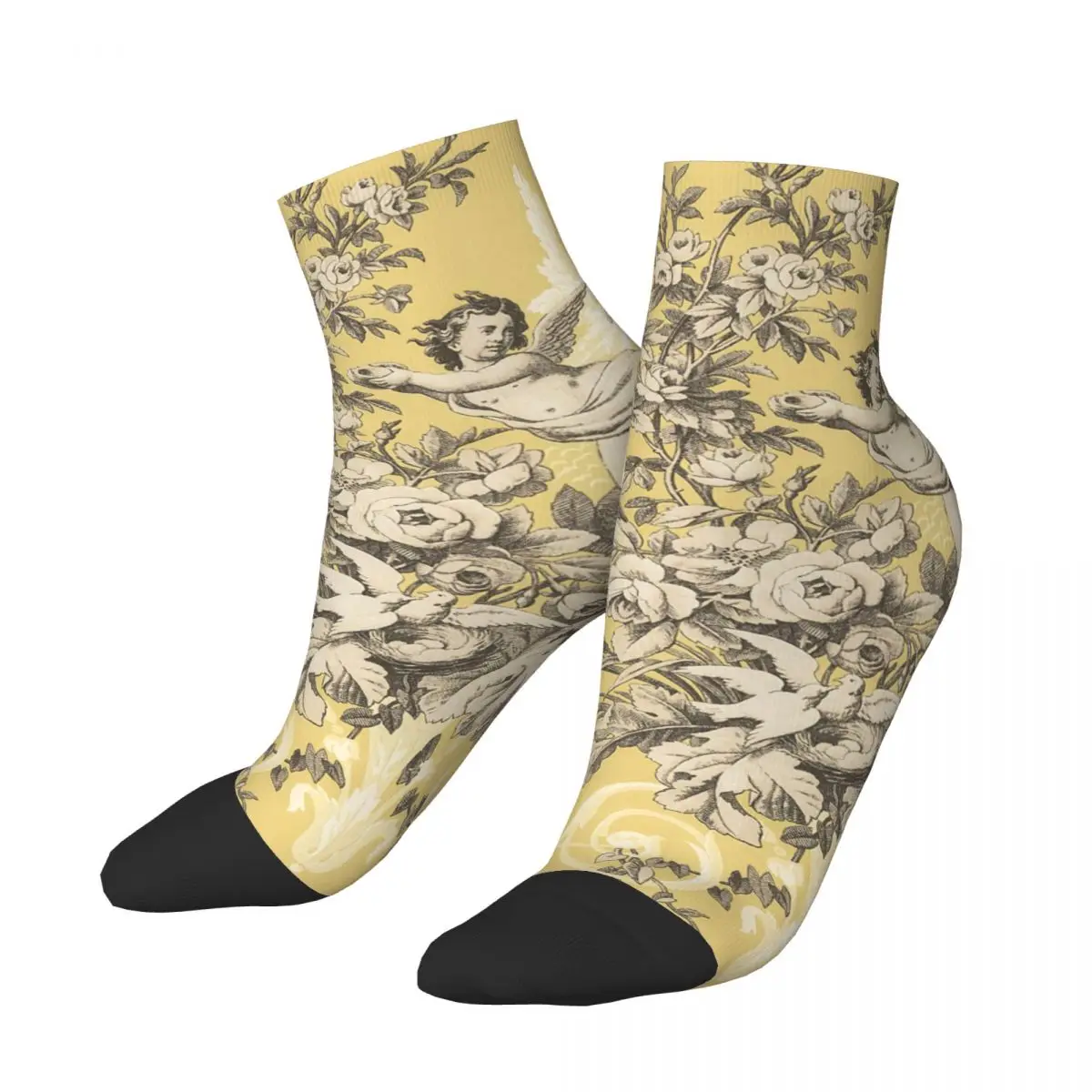 Vintage French Toile De Jouy Mens Crew Socks Kawaii Antique Traditional France Art Spring Summer Autumn Winter Dress Socks