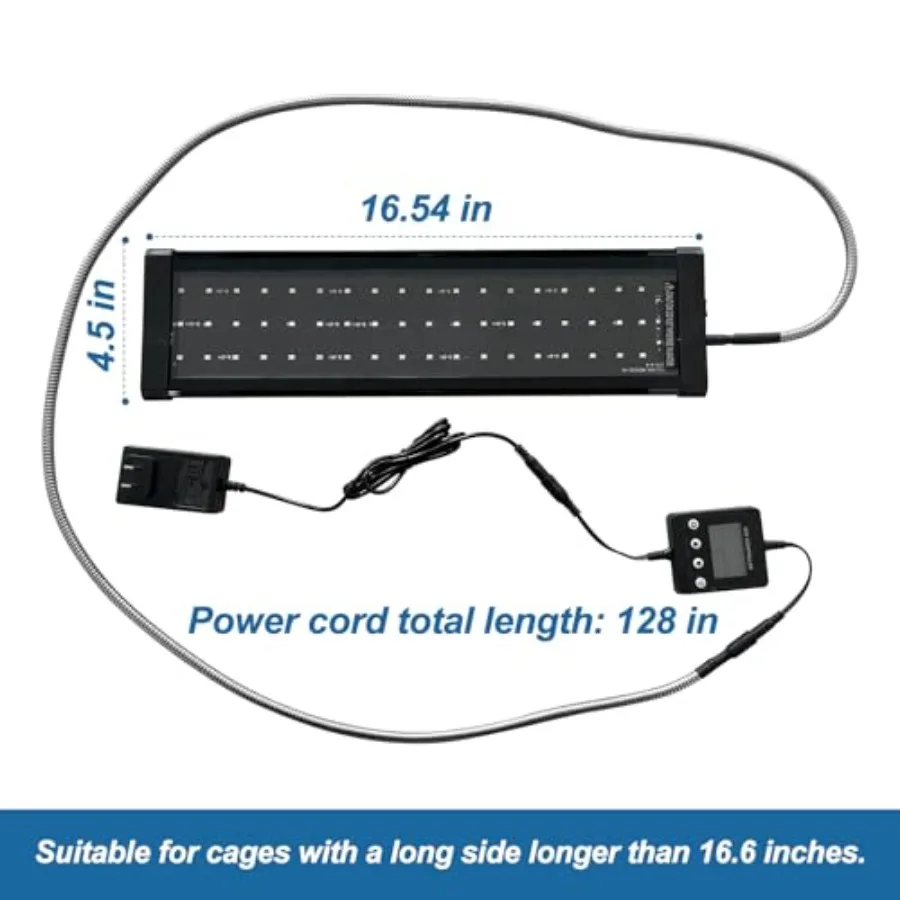 Bird Cage Light: Full Spectrum LED Pet Light for Captive Birds, Timed Lighting Off, Simulates Natural Environment, White, Durab