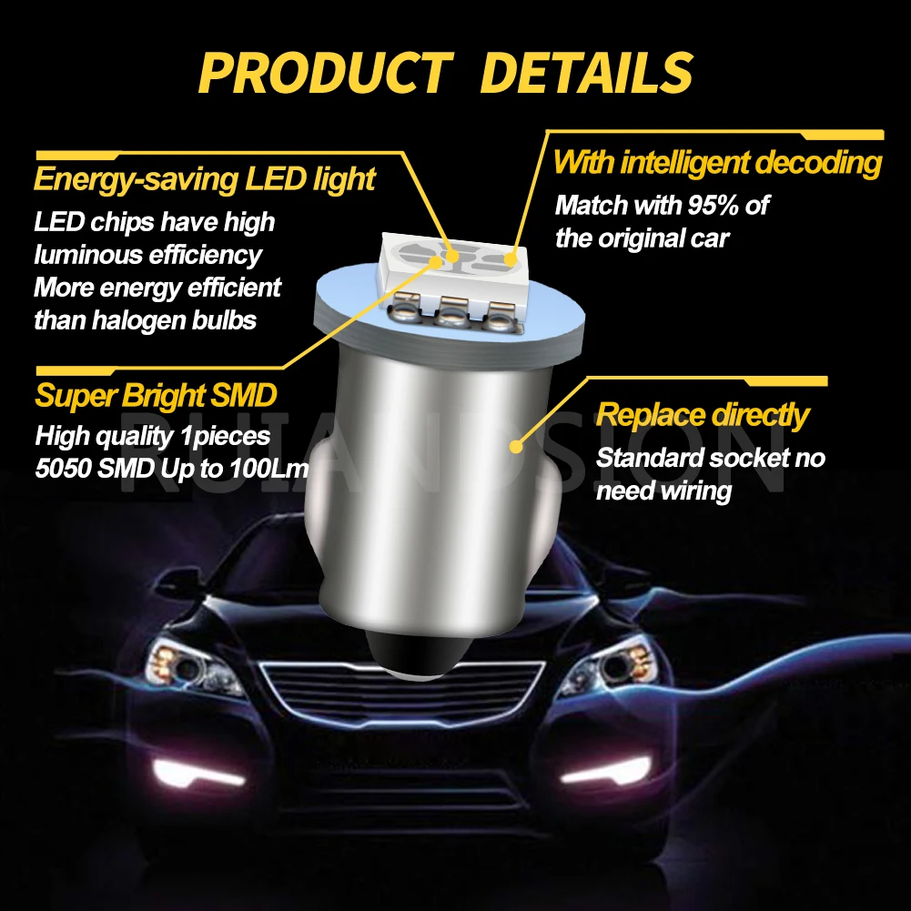 10pcs/lot Motor Auto Car Green DC 6V 12V LED Instrument Panel BA7S 5050 1SMD Light Bulbs Amber red pink white pink