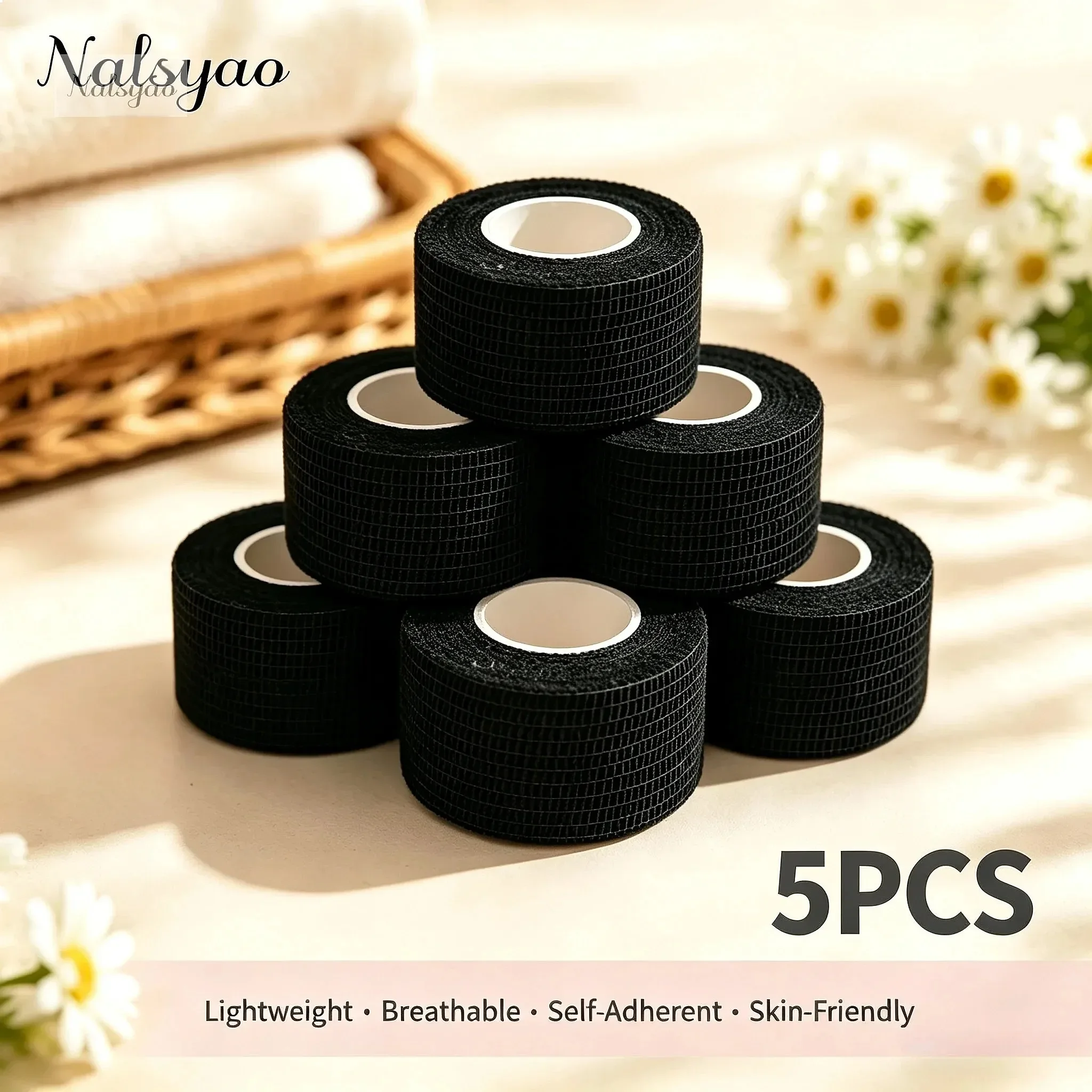 2.5cm Medical Adhesive Bandage Elastic Breathable Self Adhesive Tape Beige Wrap Finger Tape for Wrist Ankle First Aid Sports