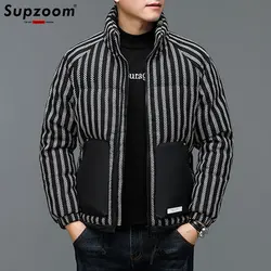 Supzoom 2023 New Arrival Top Fashion Spiral Color Matching Warm Design Bread Patchwork Winter Casual Popular Down Jacket Men