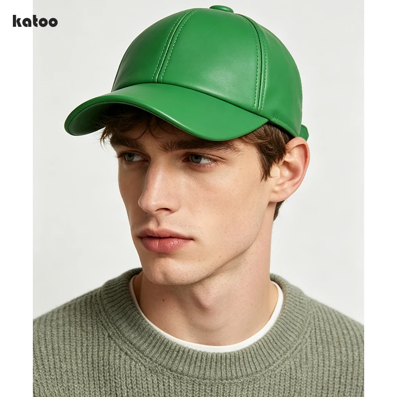 

Women Men Genuine Leather Duck Tonue Hats Female British Golf Green Baseball Cap Male Casual Punch Hockey 56-60 Adjustable