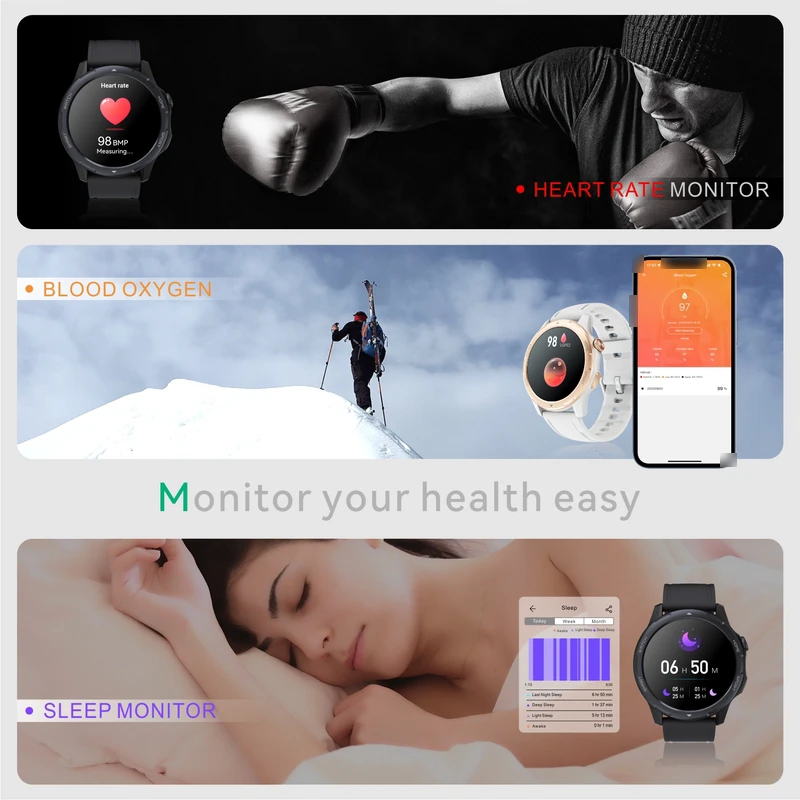 Smart Watch MW04 Heart Rate Monitor Sport Fitness Smartwatch Round Screen Watches Men Women