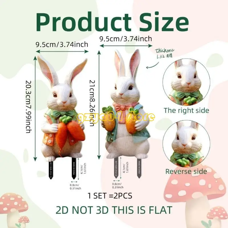 K3KD 2PCS الإبداعية Rabbit Garden Stake مقاوم للماء Sign Sign Sign
