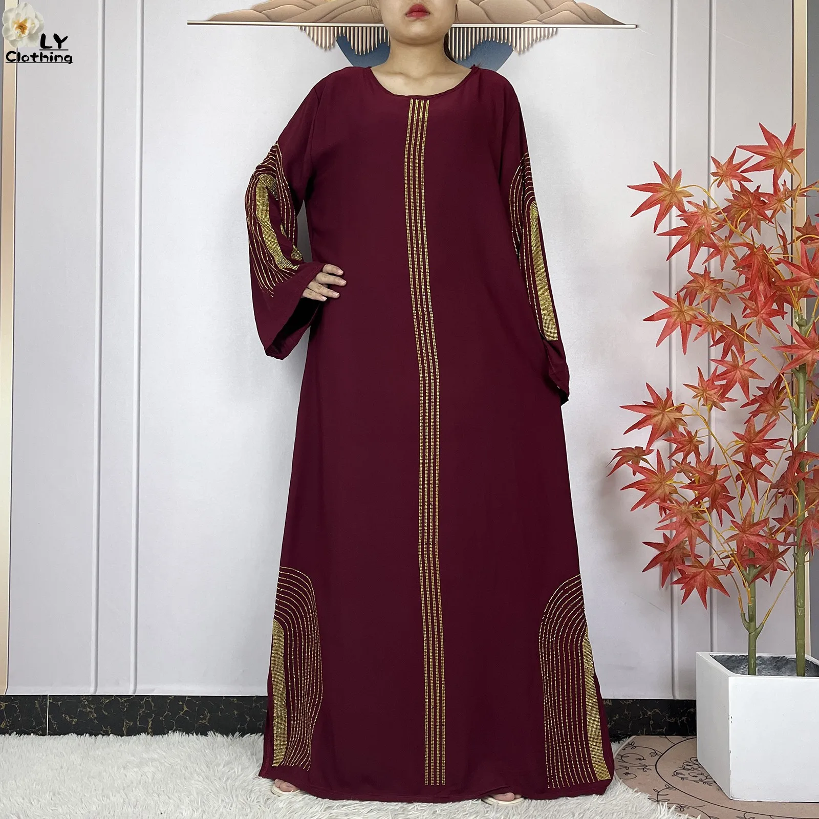 2024 New Muslim Chiffon Abayas For Women Robe Caftan Dubai Islam Clothing African Abaya Long Sleeved Fashion Dress With Turban