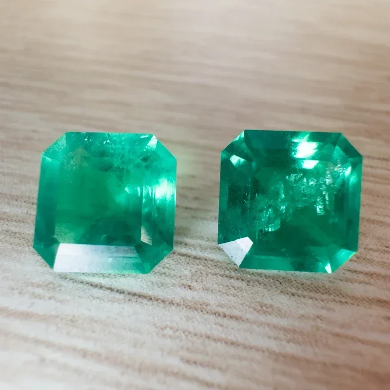 

Lab Grown Emerald Hand-cut Hydrothermal Emeralds Asscher 8x8mm 2pcs Gemstone for Diy Jewelry Making Selectable AGL Certificate