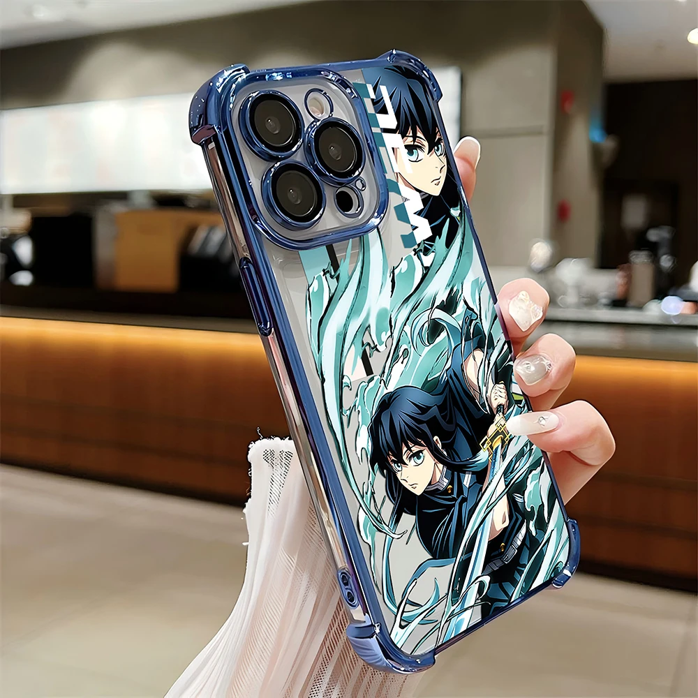 أنيمي شيطان القاتل تصفيح القضية آيفون 16 15 14 13 12 11 برو ماكس X XR XS ماكس 7 8 6 زائد مكافحة سقوط Airabag الغطاء الخلفي