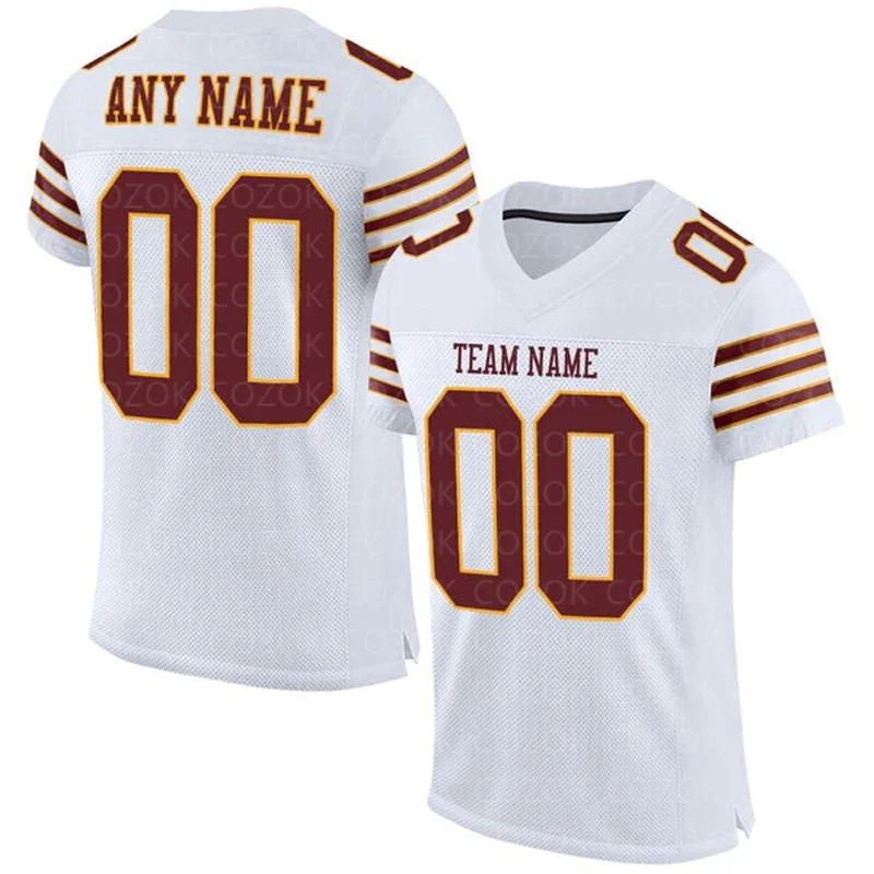 White Jersey Customized Football Jersey for Men Football Short Sleeves Athletic Tee Shirts image 2