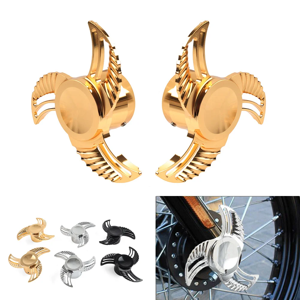 1 Pair Motorcycle Spun Blade Spinning Front Axle Caps Nut Covers For Harley Davidson Softail Dyna Accessories