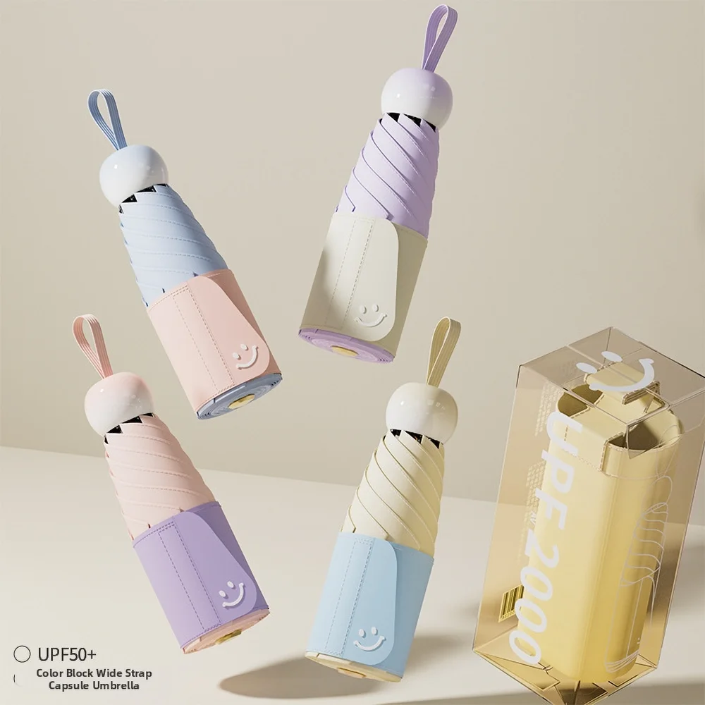 

1pc Anti-Uv Mini Umbrella For Sunny And Rainy Days, Portable With Uv Coating And 6 Reinforced Ribs
