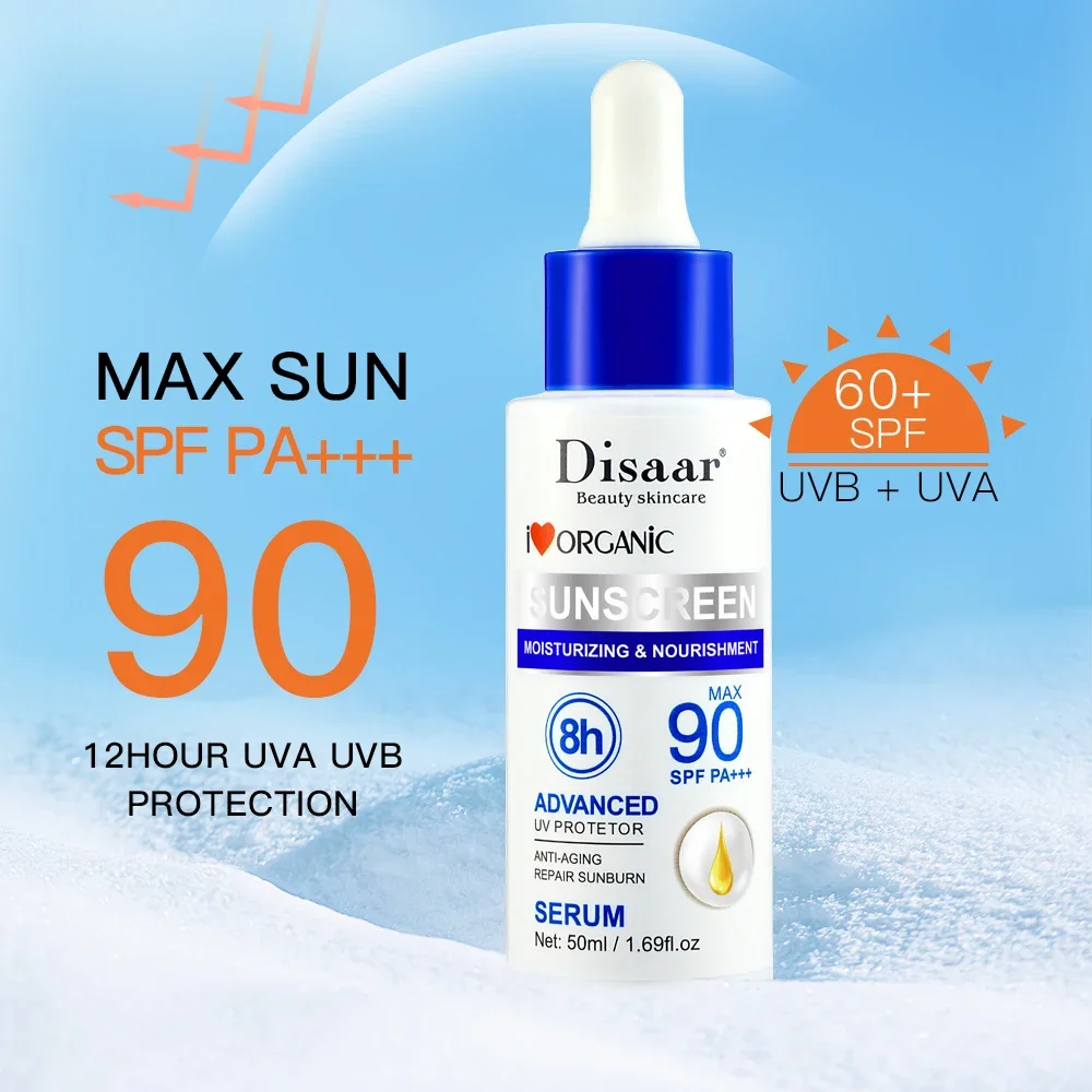 

Disaar SPF 90 Sunscreen Serum Long Lasting UV Protector Sunblock Moisturizing Anti-aging Repair Skin Protective Essence 50ml