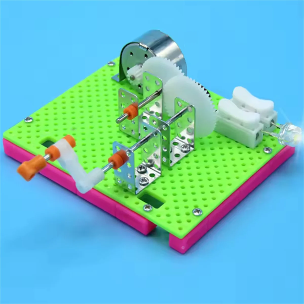 1Pcs Funny Science Physical Experiment Small Invention Education Toys DIY Hand Crank Generator Model Children Learning Toy