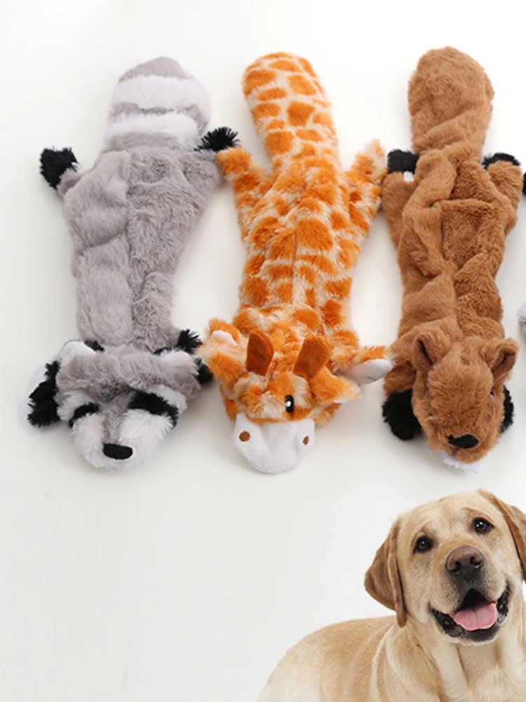 Assorted Squeaky Plush Dog Toys, Durable No-Stuffing Animal Chew Toy Set for Small, Medium, and Large Breeds, Soft Interactive