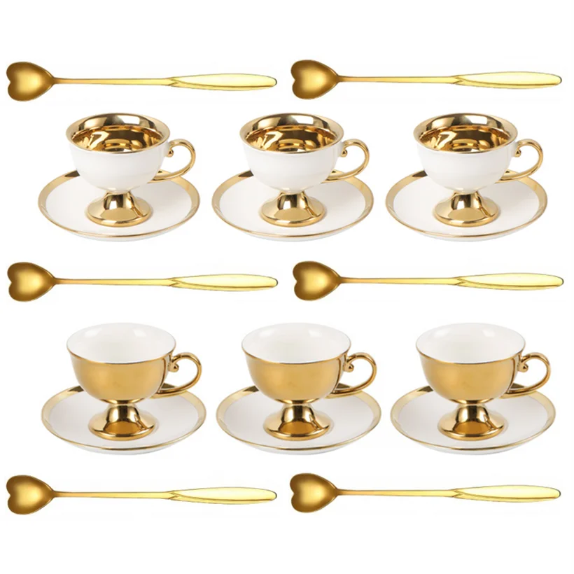 

Turkish Luxury Coffee Cups And Saucer With Spoon High-grade Bone China Coffee Cup Set Room Decor Coffee Set Cafe Coffee Goods