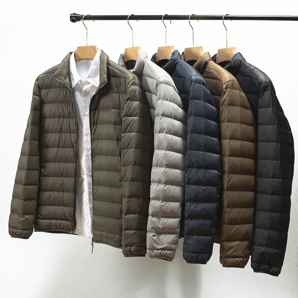 

Men's Cotton-Padded Lightweight Jacket with Stand Collar Coat Outerwear Ideal for Casual Daily Autumn Winter Use