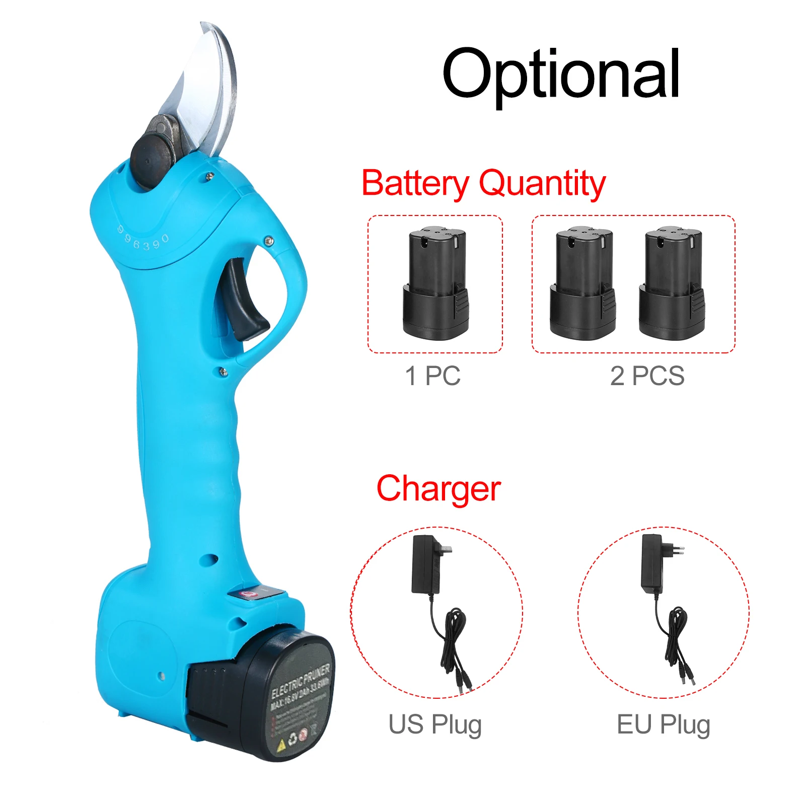 Sécateur électrique avec étui de transport, sécateur de branches d'arbre Rechargeable, tondeuse de jardin, diamètre de coupe de 25mm