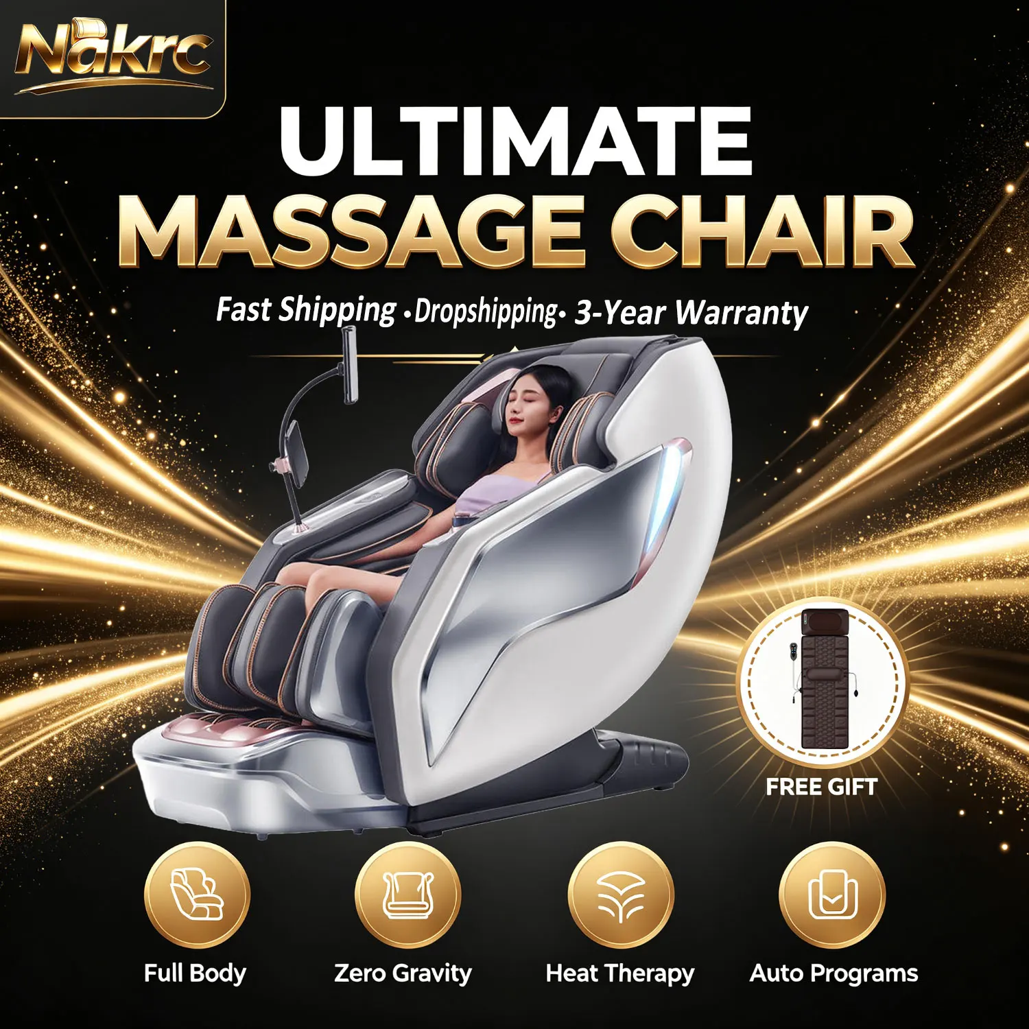 Full Body Massage Chair with Smart Body Scan, 360° Leg & Foot Massage, Airbag Wrap, 37-45C Heat, 165 Degree Recline, Home