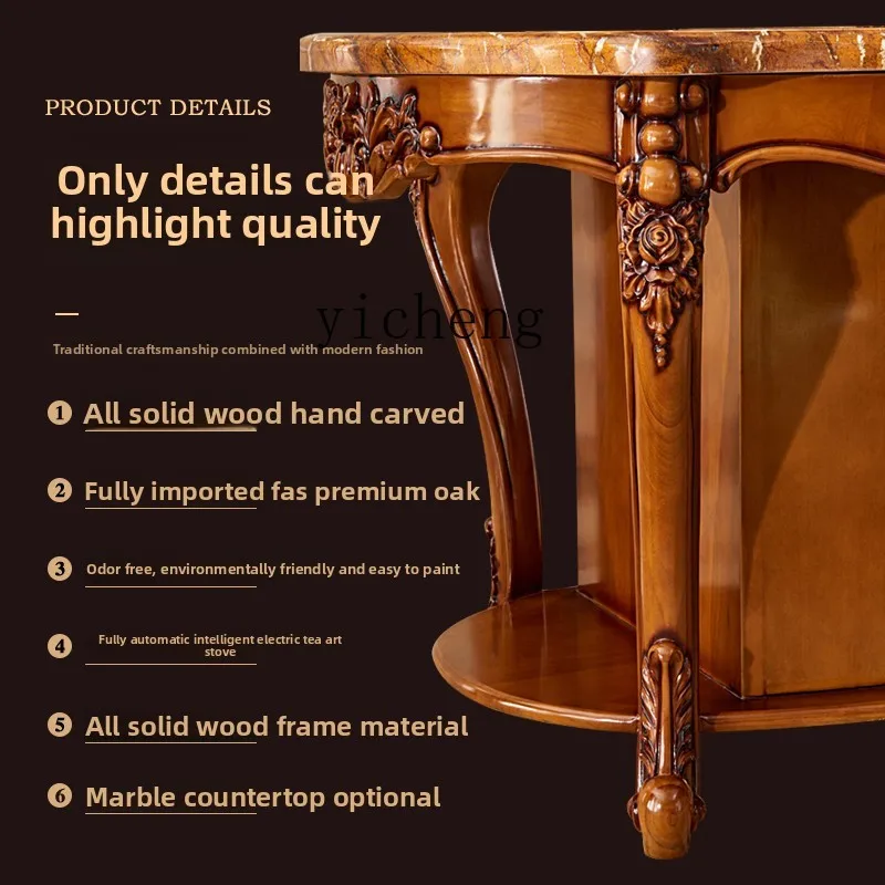 

LSL Tea Table Marble Solid Wood Tea Table and Chair Set for Home Balcony
