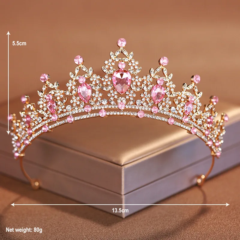 Luxury Elegant AB Crystal Crown Bridal Headwear Full Of Sweet Atmosphere Baroque Gold-colour Ladies\' Tiaras For Wedding Bride