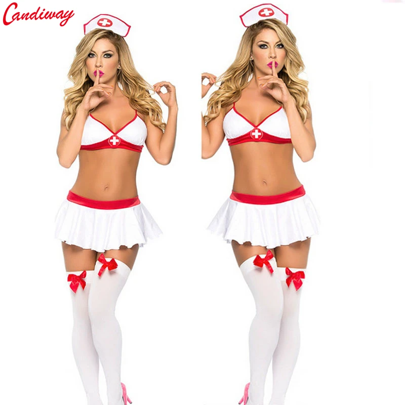 Sexy doce stripper sutiã vestido lingerie fetiche enfermeira erótica mini roupa interior biquíni amante fantasia cosplay uniforme molhado joelho meia