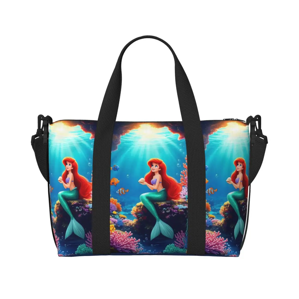 

Пользовательские Русалочка Бакалея Сумка для покупок Женская большая вместительная анимационная пляжная дорожная сумка для спортзала