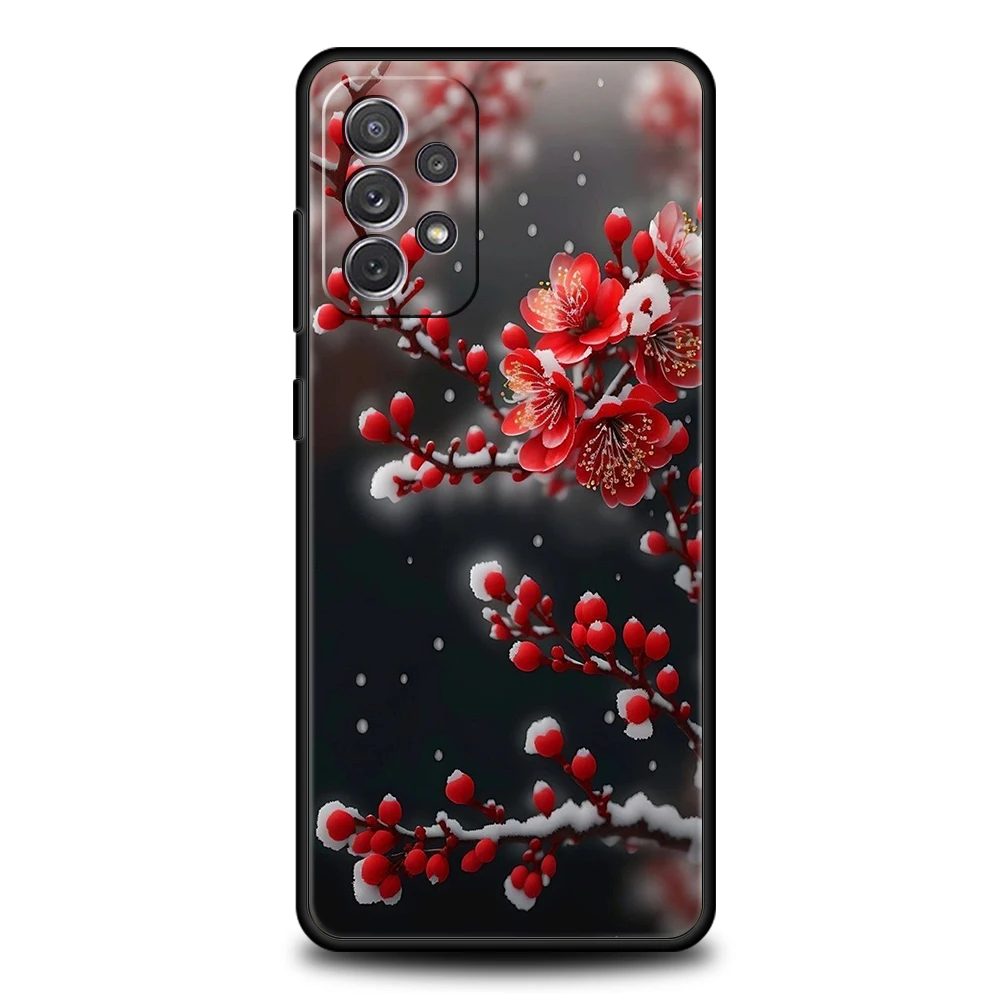 Plum Blossom Phone Case for Samsung Galaxy A15 A14 A25 A54 A34 A51 A71 A73 A32 A52 A52S A11 A21S A31 A41 5G Soft Shell Capas Bag