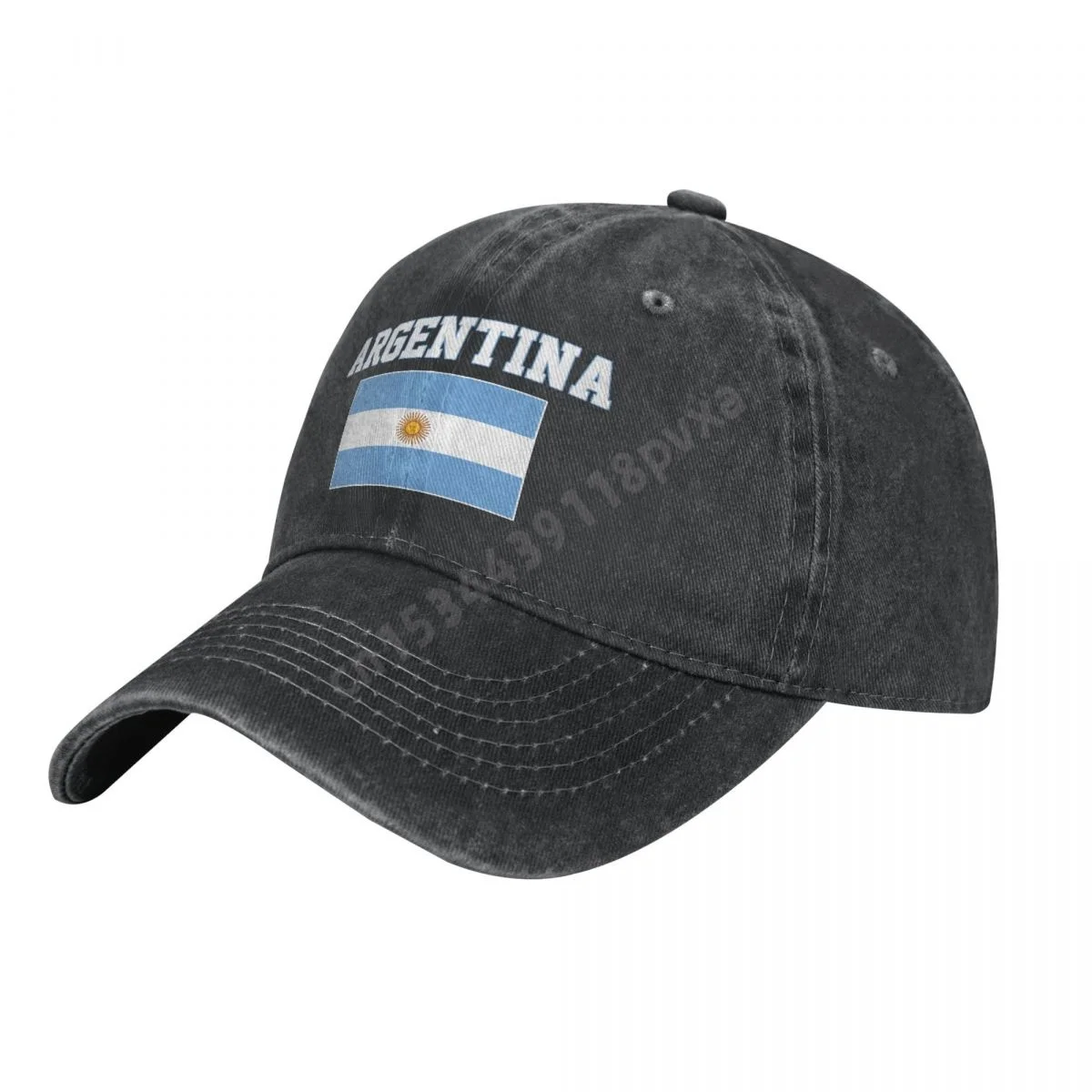 Unisex Adult Argentina Flag Argentinian Charcoal Washed Denim Baseball Cap Men Classic Vintage Cotton Dad Trucker Hat