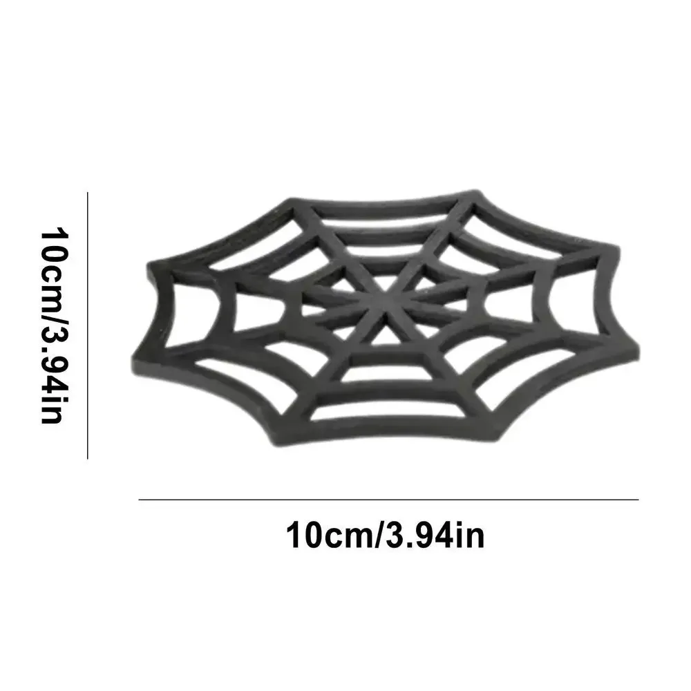 Wooden Spider Web Coasters Halloween Accessories Non-slip and High-Temperature Cup Pad Table Protector Kitchen Dishes Tableware