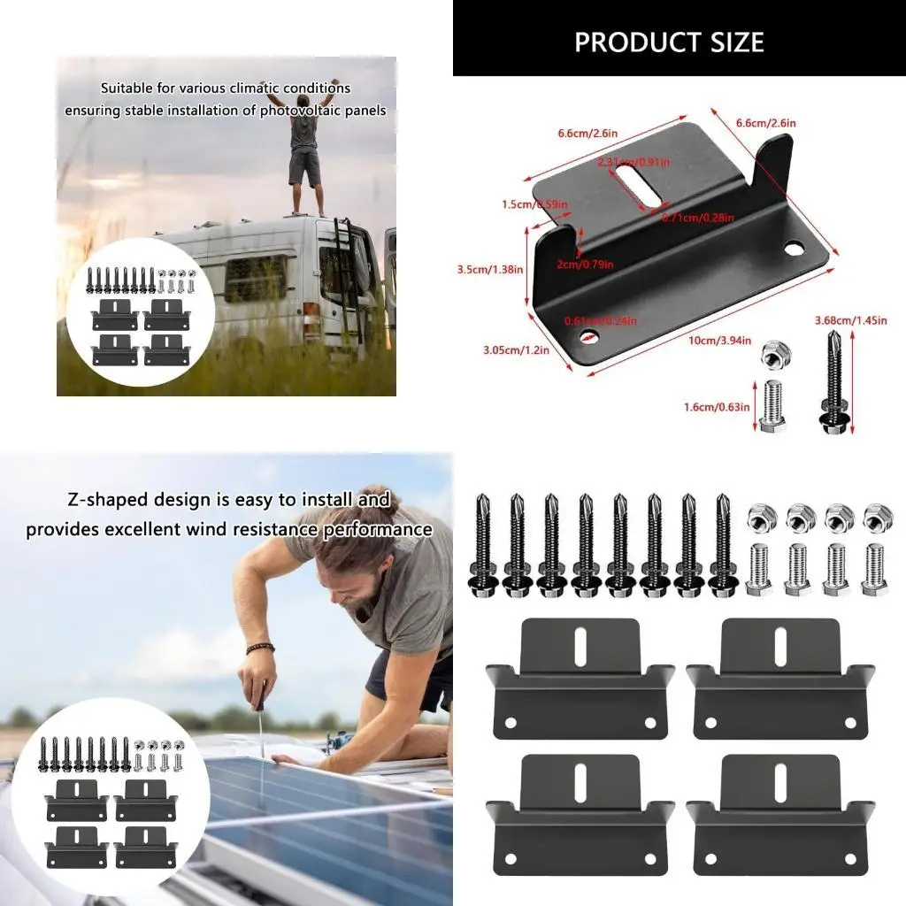 

02DE Aluminum Z Brackets Solar Panel Mounting set Easy Install Solar Rack for Roofs