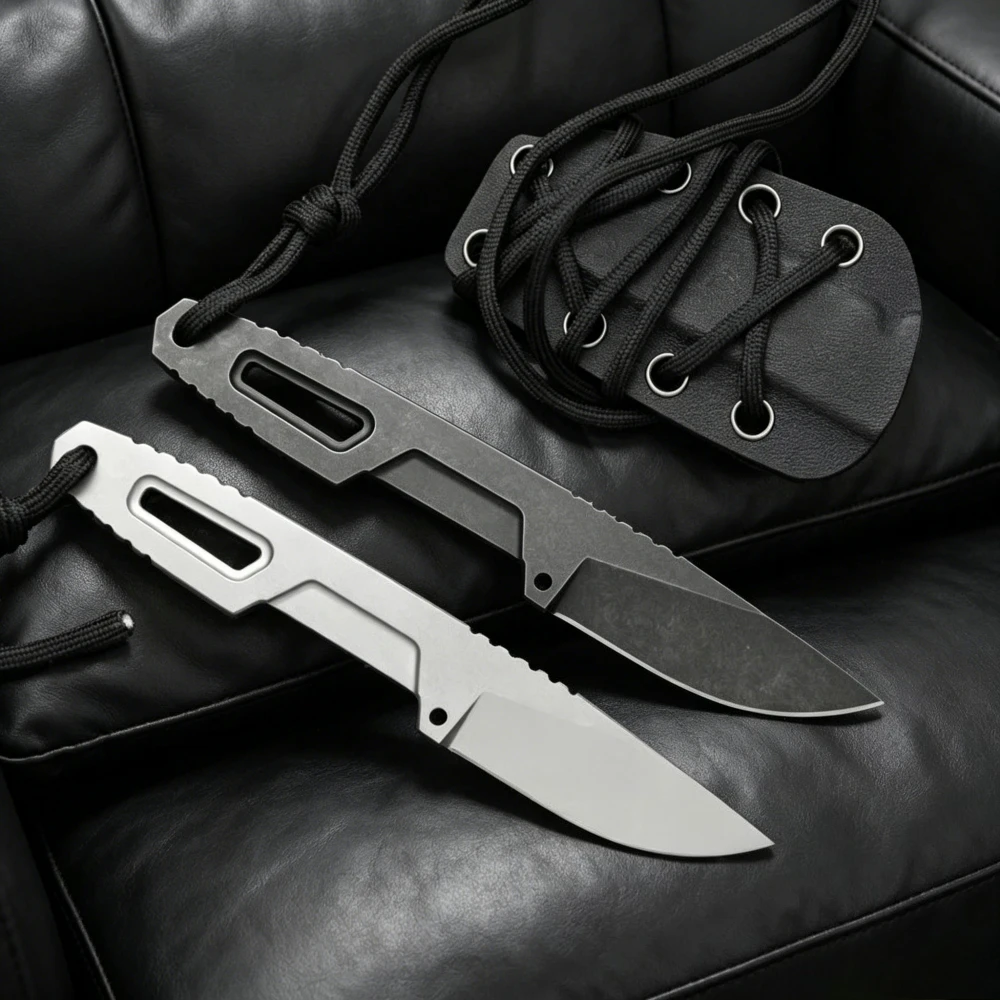 

Multi-fuctional Stonewashed Full Tang Abrasion-resistant Straight Knife EDC Hiking Adventure Outdoor Camping Tools with K Sheath