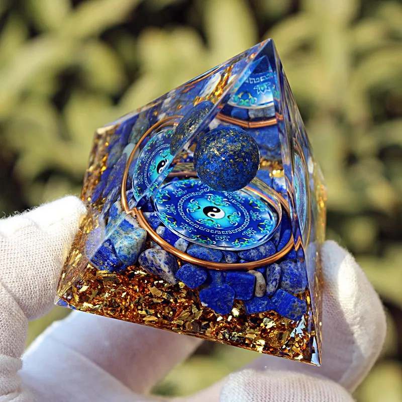 Explosive Lapis Stone Balls Crystal Crushed Stone Pyramids Home Resin Dropping Crafts Office Desktop Ornaments Anime Products