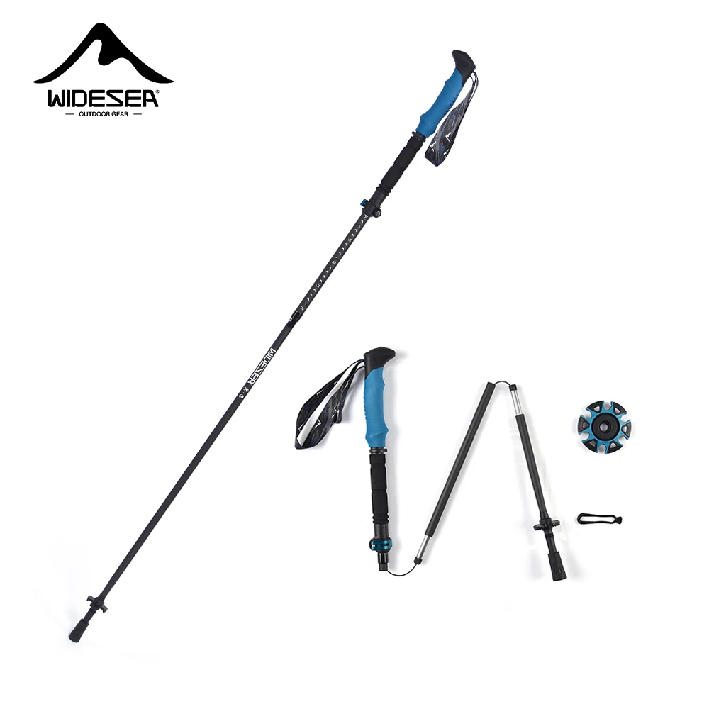 Widesea Hiking Poles Carbon Fiber Trekking Poles Ultra-light Stretchable Foldable Easy Carry Suitable Outdoor Mountain Climbing