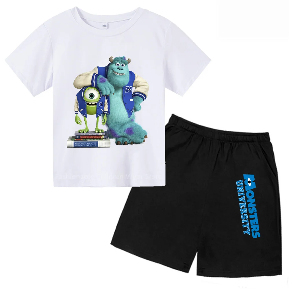 Boys & Girls Summer Staple: Monster Power Co. Themed Tees & Shorts | 2024 New Cotton Casual Outfit