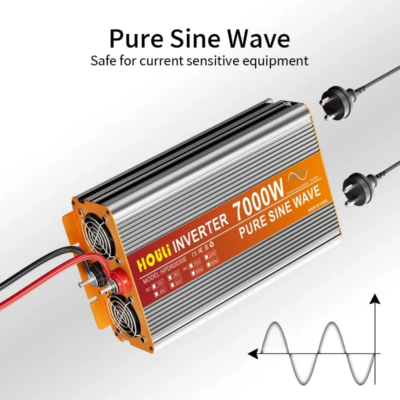 Pure Sine Wave Inverter 3000W 4000W 5000W 6000W 7000W | 12V 24V DC to 220V AC Solar Converter for RV Home Truck Off-Grid
