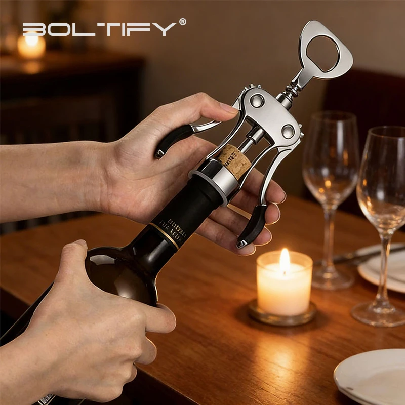 

BOLTIFY Classic Bottle Opener with Packaging Premium Zinc Alloy Wine Bottle Opener Champagne Opener and Stainless Steel Drill