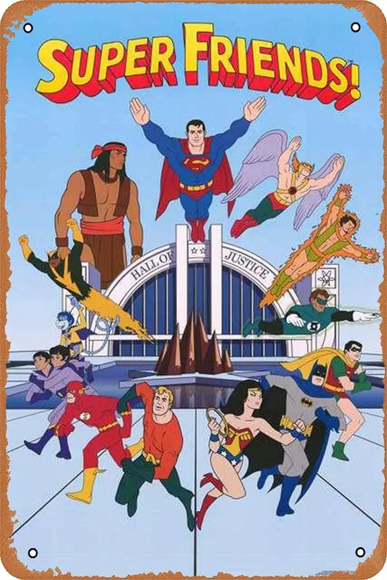 Pósteres Metálicos de Comics y Dibujos Animados, Letreros Metálicos de Superhéroes y Amigos Superpoderosos