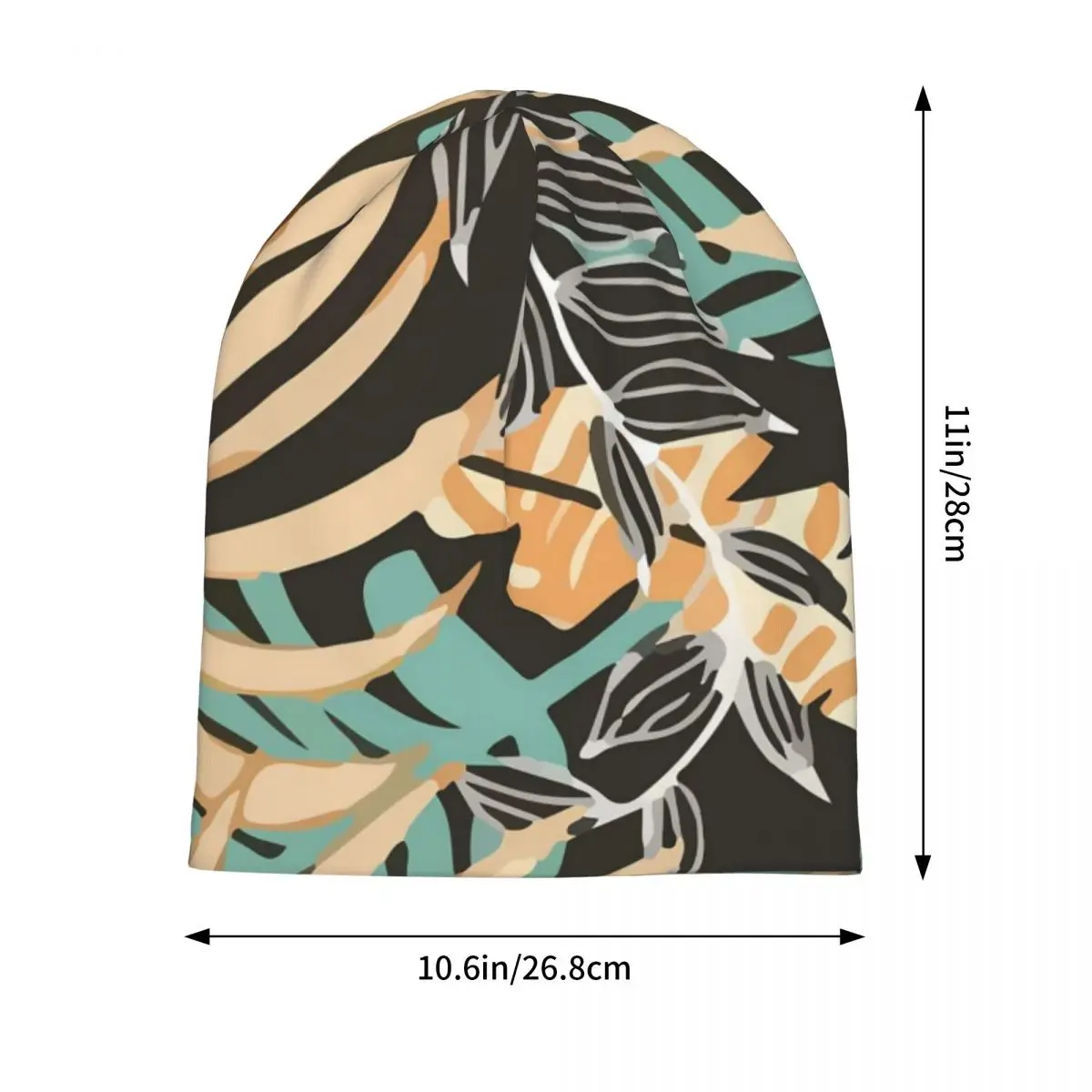 Tropical Plants Print Beanie Hats Colorful Leaves Knitting Hat Hippie Warm Men Women Caps Spring Pattern Cool Bonnet Hats Gift