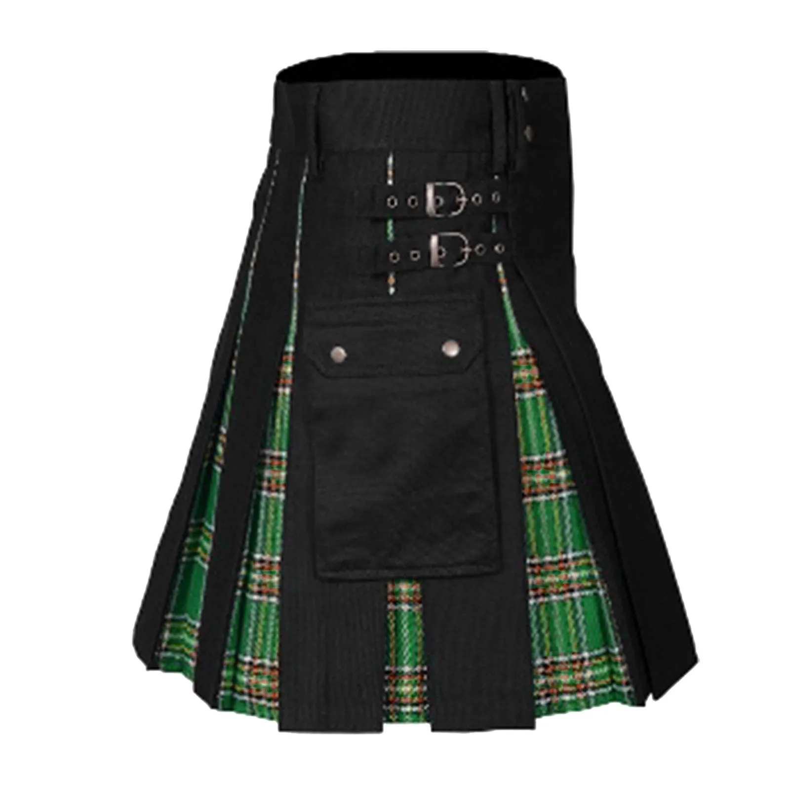 Men Fashion Scottish Style Scotland Short Skirt Plaid Splice Casual Dance Men's Festivals Pleated Skirts Punk Vintage Clothing 4