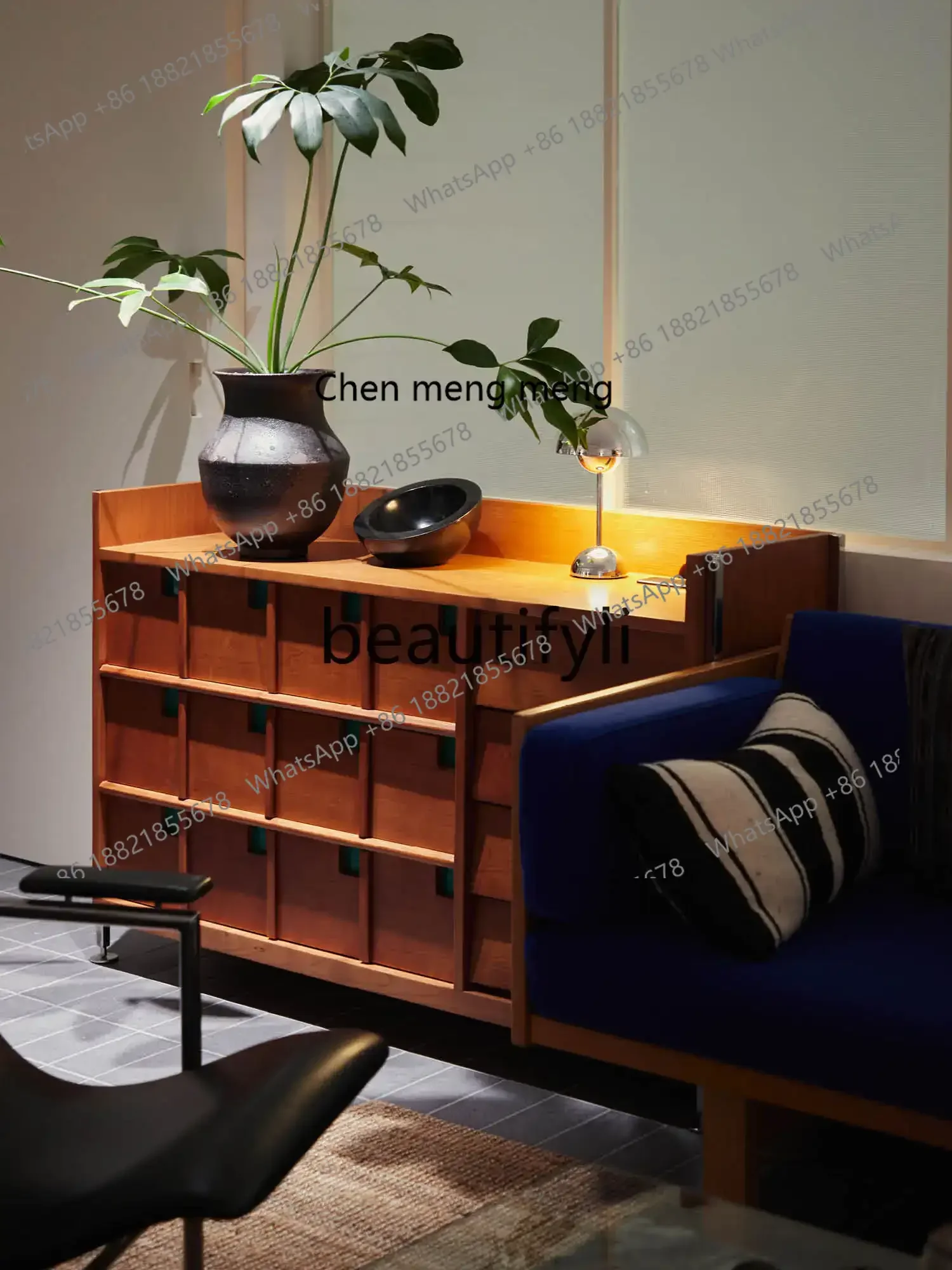 

Hot sales Medieval storage cabinet, retro chest cabinet, cherry wood dining side cabinet, large drawer, bar counter cabinet