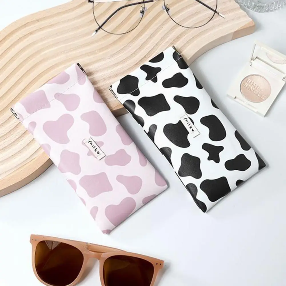 Multiple Color Options for Glasses Bag Glasses Case Cute Cartoon Cow Glasses Bag Portable Storage for Sunglasses Makeup