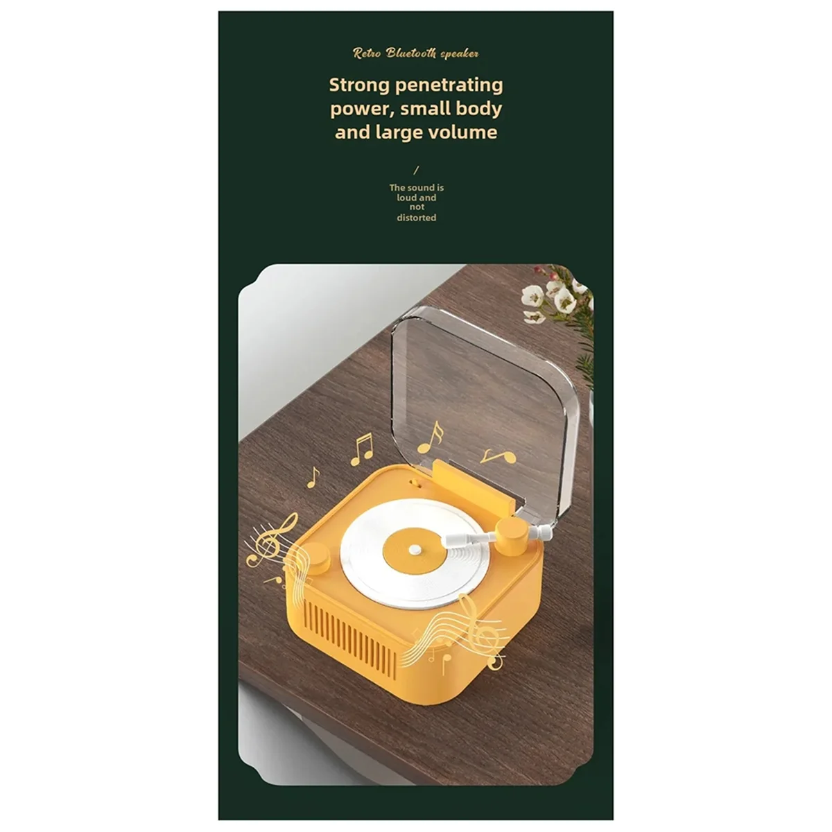 AB01 Винтажный проигрыватель, беспроводной Bluetooth-динамик, длительный срок службы батареи, мини-крестительный декоративный звуковой ящик, розовый